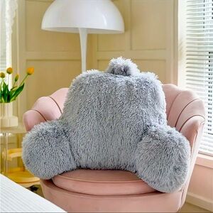 NWOT SHEIN Grey Fuzzy Reading Pillow Cover-COVER ONLY